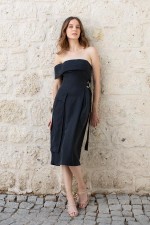 Schulterfreies Leinenkleid Allie